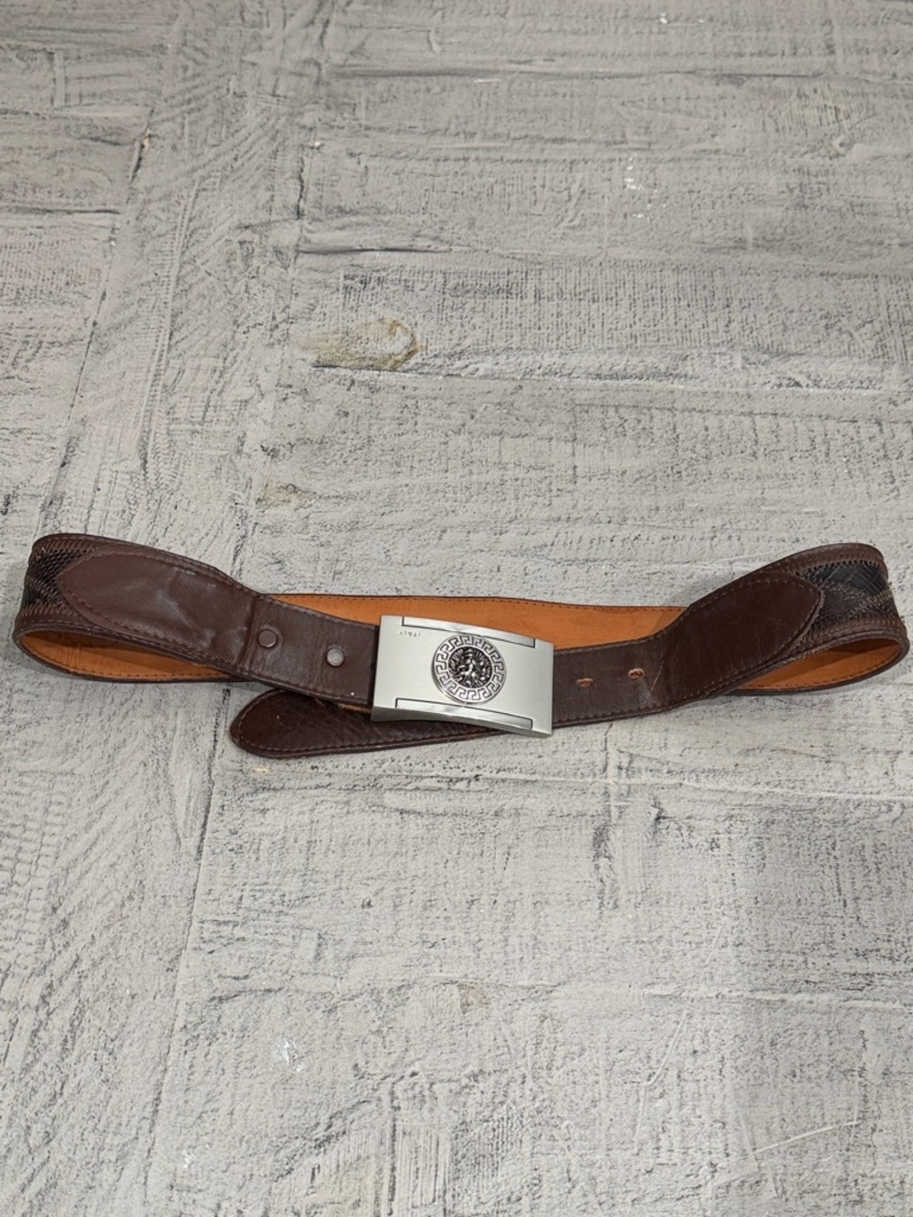 Nacona Classic Brown Leather Men's Belt with Decorative Buckle 32